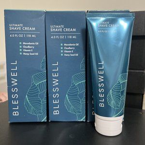 3-Pack Blesswell Men's Ultimate Shave Cream - W Hemp Seed Oil,  4 oz, Sealed